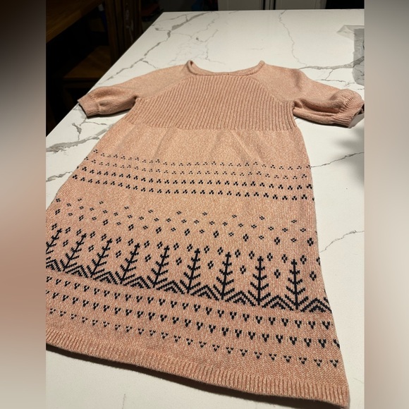 Tea knit cotton dress size 12 color dusty rose and black - Picture 4 of 7